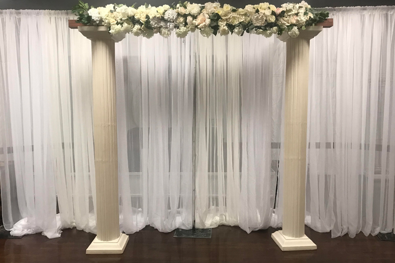 Decorated Columns with greenery & floral