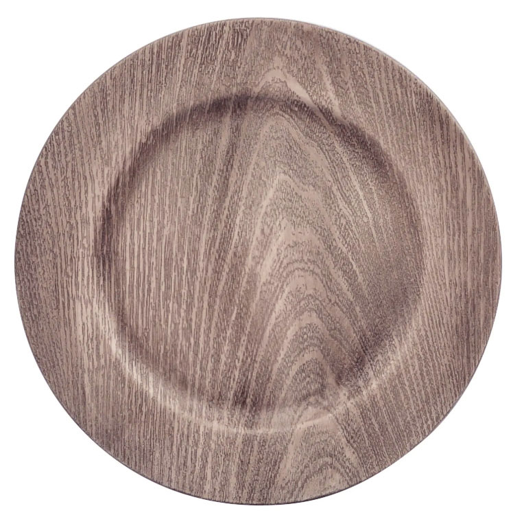 wood grained plate charger