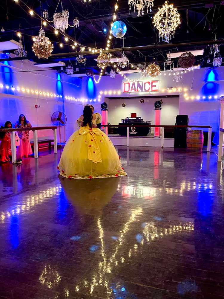 Spacious dance floor creating a magical evening atmosphere for romantic celebrations