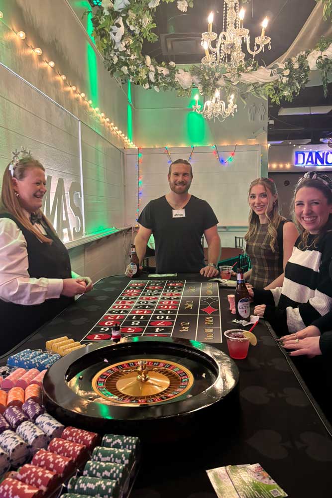 Party guests enjoying Casino Night
