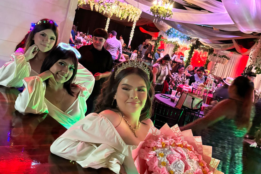Mariachi band serenading the quince girl and her guests.