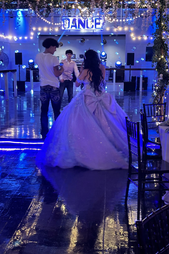 Guests celebrating on a vibrant and spacious dance floor