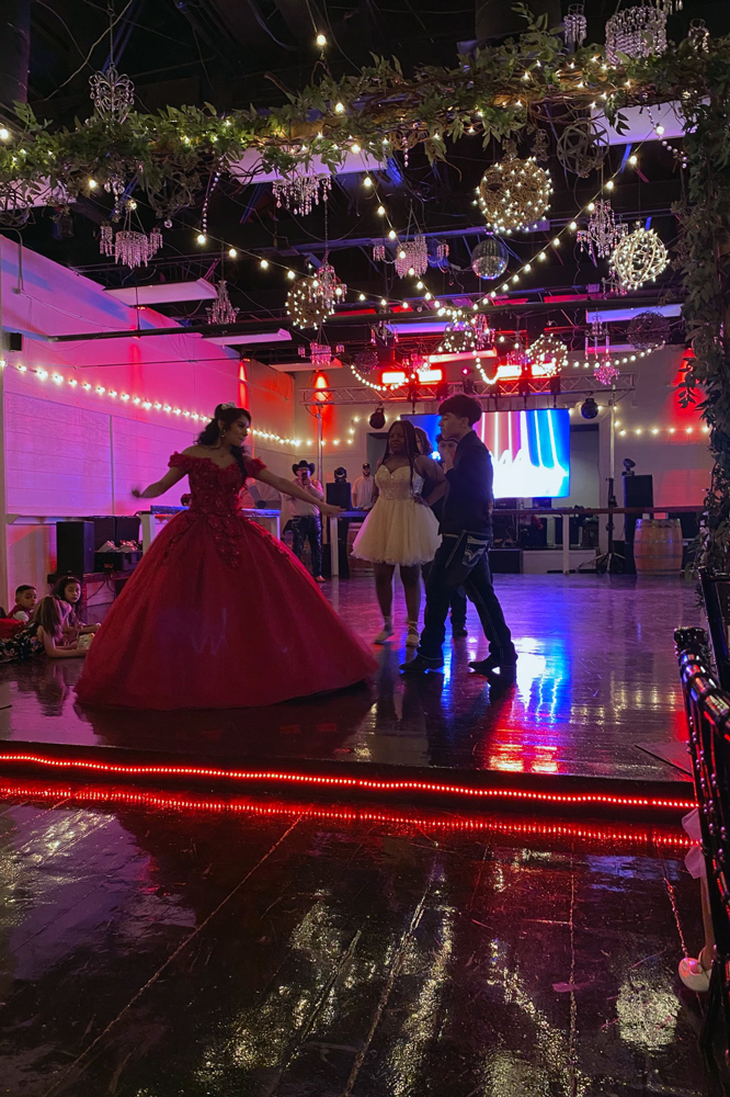Decorative arch framing the dance floor