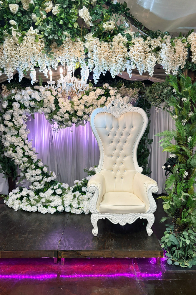 Photo scene stage styled with decor for beautiful family or group photos